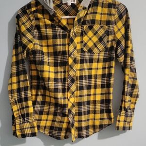Yellow and Black Plaid Button Down Shirt